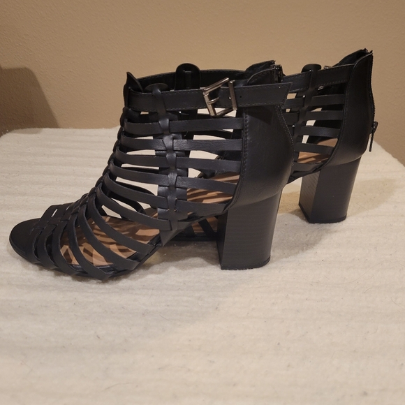 Black Strappy Women's Heels - Picture 6 of 9